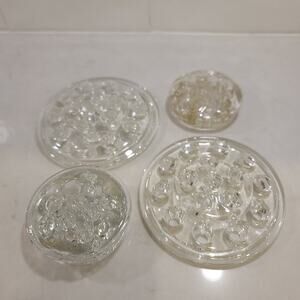 Vintage Lot 4 Clear Glass Flower Frogs/ Paperweight/ Marble Holders